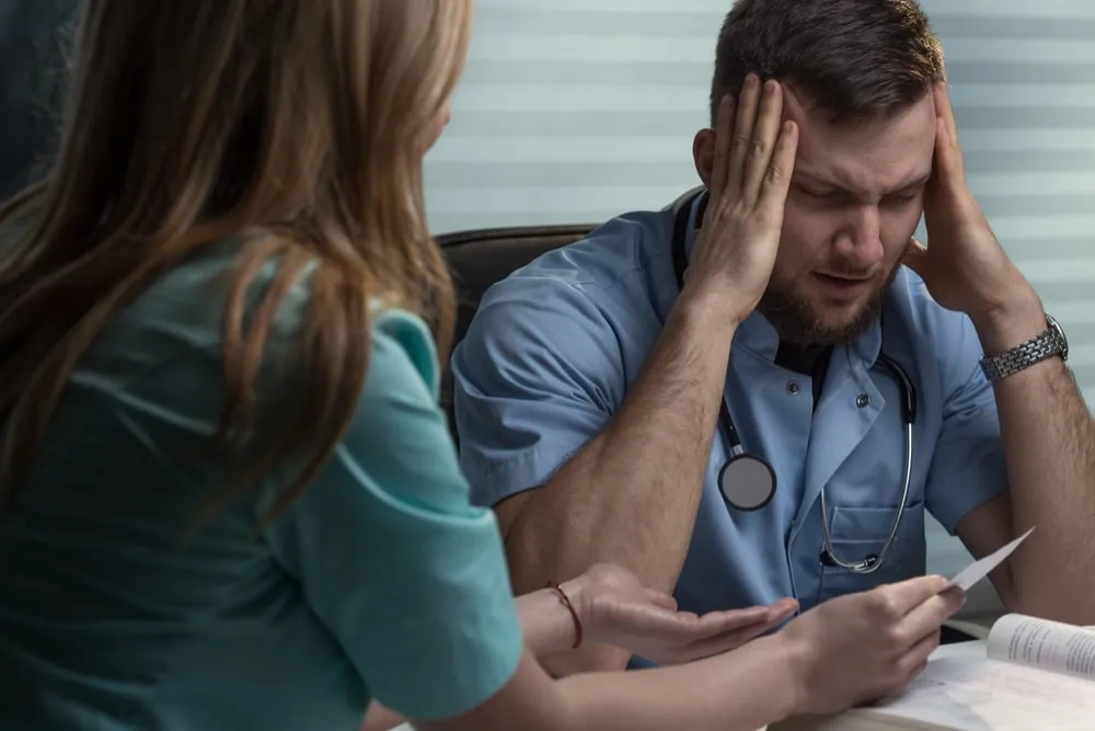 Nurse being interviewed by an llr investigator.